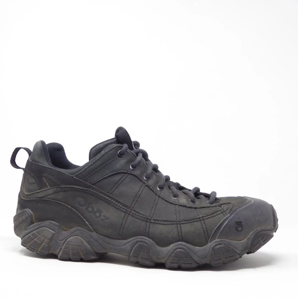 Oboz Mens Firebrand II Hiking Shoes Black Nubuck Leather 10.5